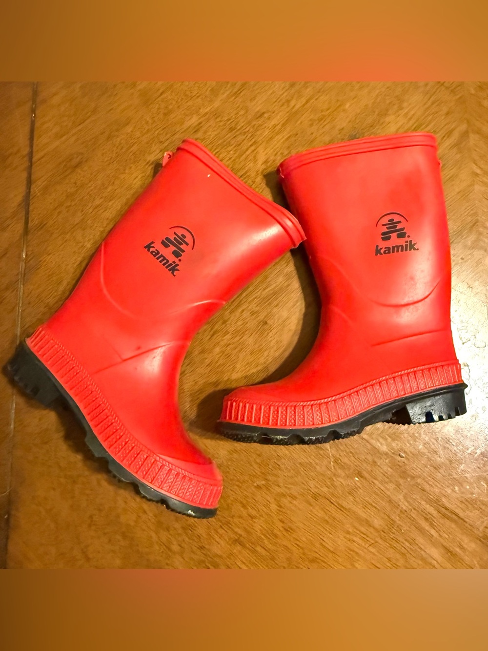 Kamik Red Stomp Waterproof Rain Boots Unisex Kids Sz 8